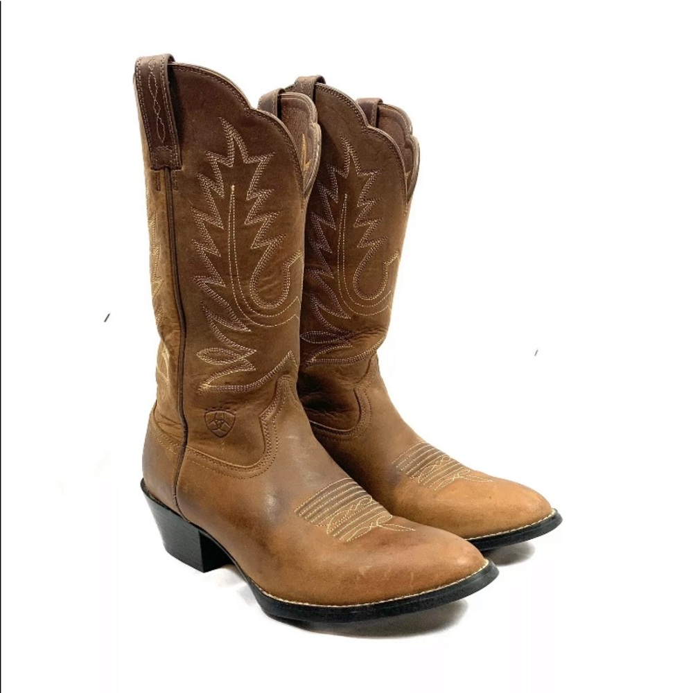ARIAT HERITAGE R TOE RUSSET LEATHER COWBOY BOOTS